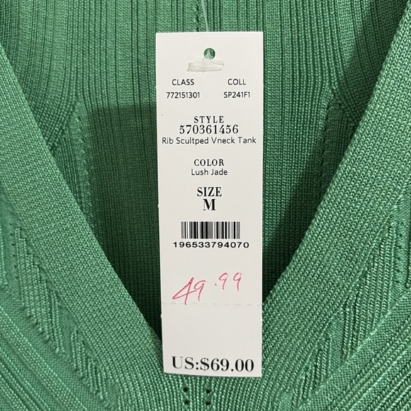 White House Black Market Lush Jade Medium Snap Front Cardigan & V-neck Tank - Picture 10 of 11